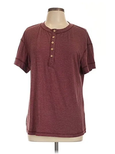 Pre-owned Automet Short Sleeve Top Burgundy Crew Neck Tops