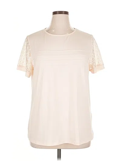 Pre-owned Automet Short Sleeve Top Ivory Mock Neckline Tops In White