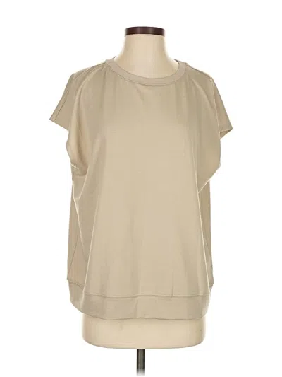 Pre-owned Automet Short Sleeve Top Tan Cowl Neck Tops In Brown