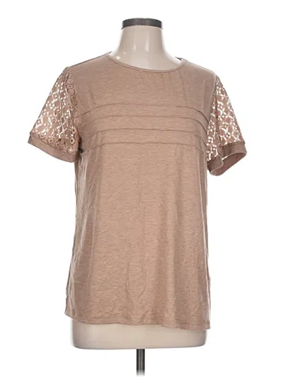 Pre-owned Automet Short Sleeve Top Tan Crew Neck Tops