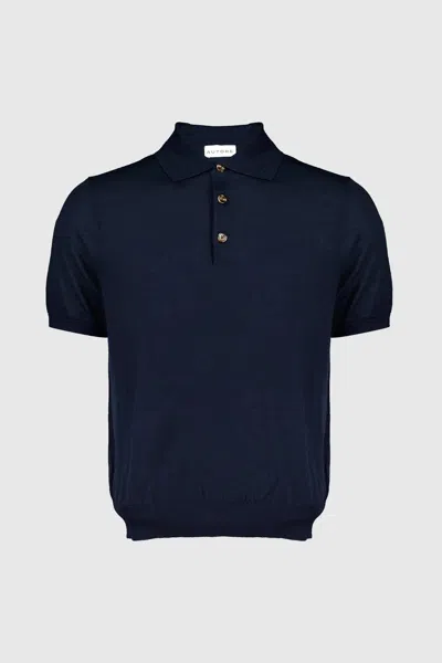 Autore Polo In Extrafine Merino Wool In Blue