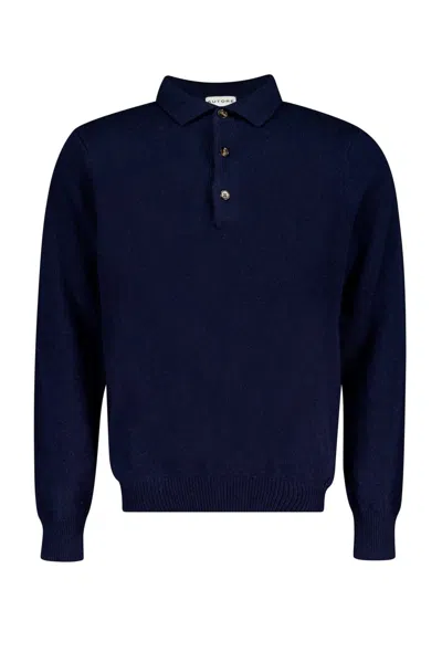 Autore Polo In Wool And C Mere In Blue