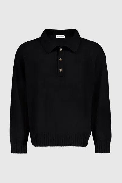 Autore Polo In Wool And C Mere In Black