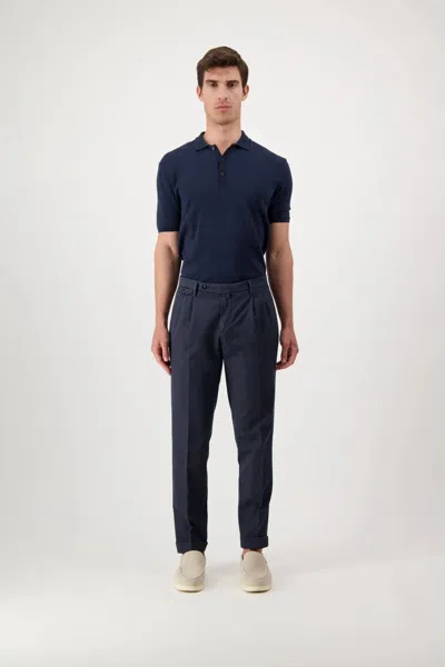 Autore Trousers Grant In Cotton And Linen In Blue