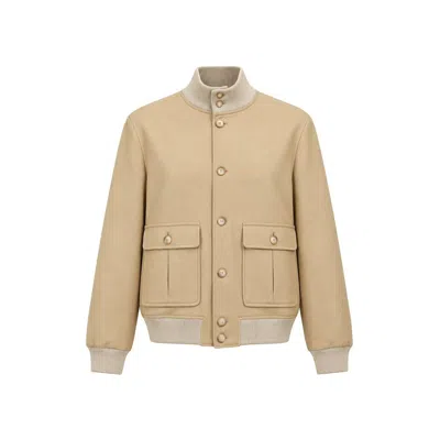 Autore Beige Virgin Wool Bomber In Neutral