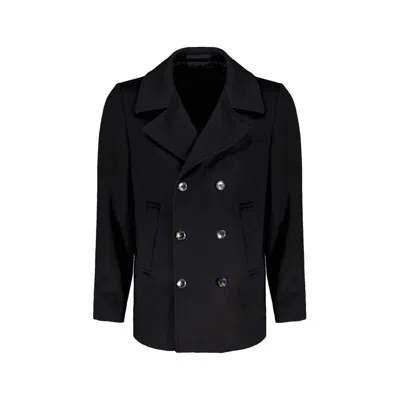 Autore Black Wool Coat In Blue