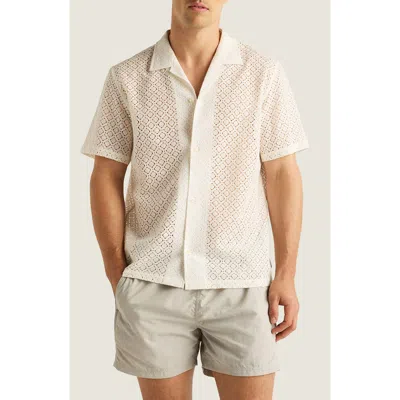 Auto-reply™ Alex Raschel Open Knit Camp Shirt In Cloud