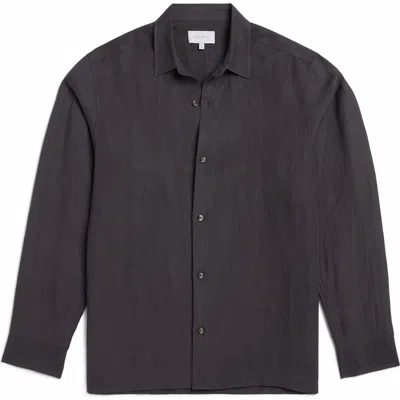 Auto-reply™ Andrew Solid Linen Blend Button-up Shirt In Black