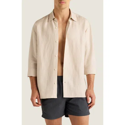 Auto-reply™ Andrew Solid Linen Blend Button-up Shirt In Animal Print