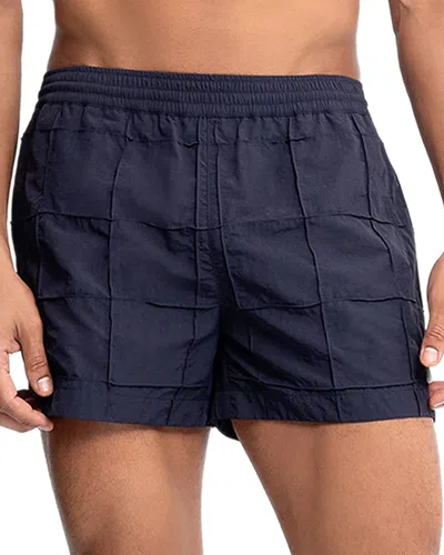 Auto-reply™ Grid Pintuck Sebastian 4 Swim Trunks In Blue