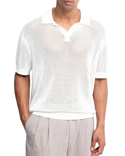 Auto-reply™ Knit Mesh Johnny Collar Polo Shirt In White