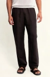 Auto-reply™ Linen Blend Drawstring Pants In Black