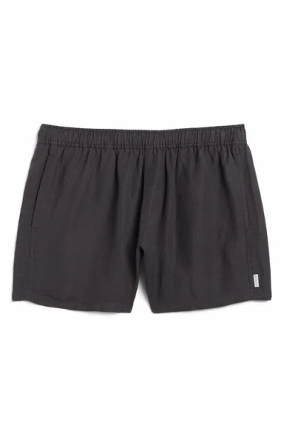 Auto-reply™ Linen Blend Drawstring Shorts In Black