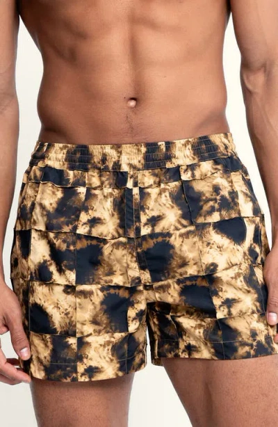Auto-reply™ Sebastian Grid Pintuck 4-inch Nylon Swim Trunks In Multi