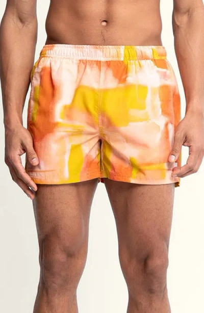 Auto-reply™ Sebastian Solid 4-inch Nylon Swim Trunks In Yellow