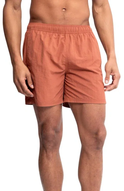Auto-reply™ Sebastian Solid 5.5-inch Nylon Swim Trunks In Orange