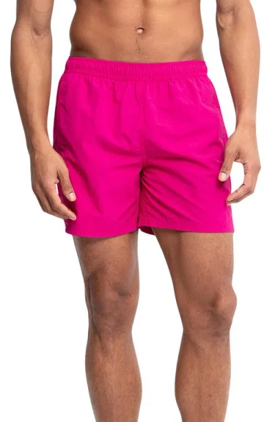 Auto-reply™ Sebastian Solid 5.5-inch Nylon Swim Trunks In Pink