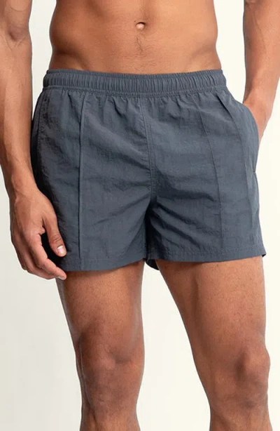 Auto-reply™ Sebastian Vertical Pintuck 4-inch Nylon Swim Trunks In Gray
