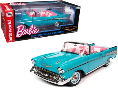 Autoworld 1957 Chevrolet Bel Air Convertible Aqua Blue With Pink Interior "barbie" "silver Screen Machines" 1/