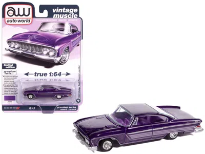 Autoworld 1961 Dodge Dart Phoenix Lowrider Purple Sky Metallic With Graphics And Purple Interior "vintage Musc