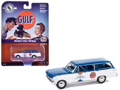 Autoworld 1963 Chevrolet Ii Nova 400 Wagon "gulf" Blue And White With Blue Interior "big Country Collectibles"