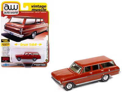 Autoworld 1963 Chevrolet Ii Nova 400 Wagon Riverside Red "vintage Muscle" Series 1/64 Diecast Model Car By Aut