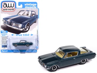 Autoworld 1965 Plymouth Barracuda Formula S Dark Blue Metallic With Silver Stripe "vintage Muscle" Series 1/64