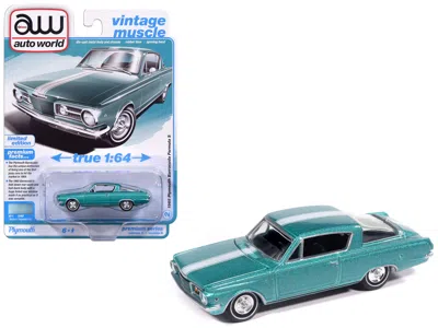 Autoworld 1965 Plymouth Barracuda Formula S Turquoise Metallic With White Stripe "vintage Muscle" Series 1/64 