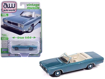 Autoworld 1968 Dodge Coronet 500 Convertible Pale Blue Metallic With White Interior "vintage Muscle" Series 1/