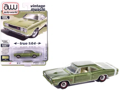Autoworld 1968 Dodge Coronet R/t Medium Green Metallic With White Interior "vintage Muscle" Series 1/64 Diecas
