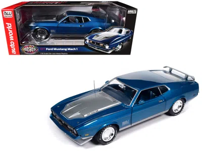 Autoworld 1971 Ford Mustang Mach 1 Blue Metallic With Silver Hood "muscle Car & Corvette Nationals" (mcacn) "a
