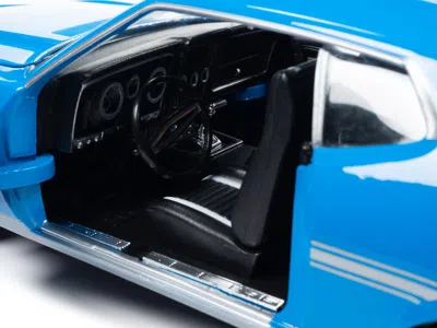 Autoworld 1972 Ford Mustang Mach 1 Grabber Blue With Silver Stripes "american Muscle" Series 1/18 Diecast Mode