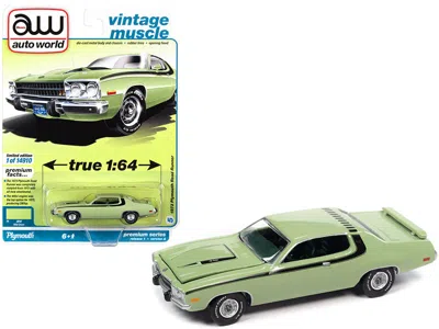 Autoworld 1973 Plymouth Road Runner 440 Mist Green With Black Stripes And Green Interior "vintage Muscle" Limi