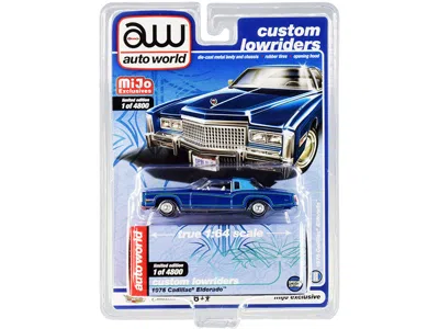 Autoworld 1975 Cadillac Eldorado Dark Blue Metallic With Light Blue (partial) Vinyl Top "custom Lowriders" Lim
