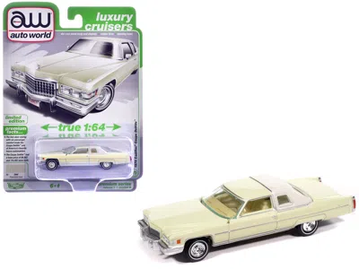 Autoworld 1976 Cadillac Coupe Deville Phoenician Ivory "luxury Cruisers" Series 1/64 Diecast Model Car By Auto
