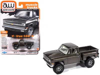 Autoworld 1981 Chevrolet Silverado Stepside Pickup Truck Graystone Metallic "muscle Trucks" Series 1/64 Diecas In Brown