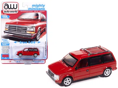 Autoworld 1989 Dodge Caravan Turbo Van Flash Red "mighty Minivans" Series 1/64 Diecast Model Car By Auto World