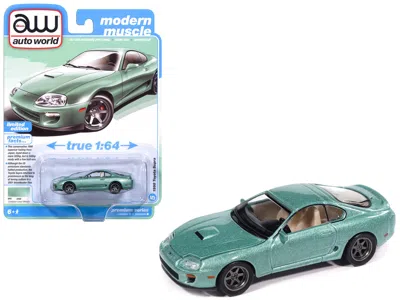 Autoworld 1998 Toyota Supra Caribbean Green Metallic "modern Muscle" Series 1/64 Diecast Model Car By Auto Wor