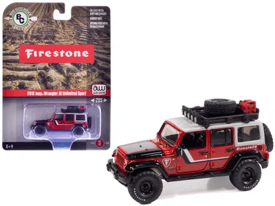 Autoworld 2018 Jeep Wrangler Jk Unlimited Sport "firestone Field Agent" Red With Graphics And Gray Top With Ro