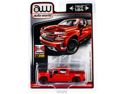 Autoworld 2019 Chevrolet Silverado Ltz Z71 Pickup Truck Red With Black Stripes Limited Edition To 2496 Pieces 