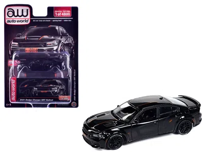 Autoworld 2021 Dodge Charger Srt Hellcat Black With Graphics And Orange Stripes Limited Edition To 4800 Pieces