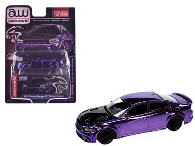 Autoworld 2021 Dodge Charger Srt Hellcat Redeye Purple Chrome With Black Hood Limited Edition To 2496 Pieces W