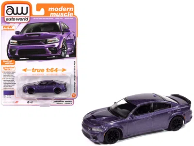Autoworld 2023 Dodge Charger R/t Scat Pack Plum Crazy Metallic "modern Muscle" Series 1/64 Diecast Model Car B In Purple