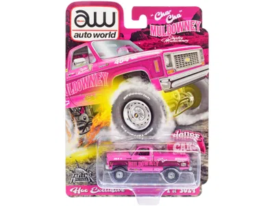 Autoworld Chevrolet Cheyenne 10 Pickup Truck Pink With Graphics "cha Cha" Shirley Muldowney "las Vegas Diecast In Multi