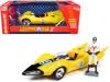 Autoworld Shooting Star #9 Yellow And Racer X Figurine "speed Racer" Anime Series 1/18 Diecast Model Car By Au