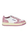 Autry Medalist Low Sneakers Bicolor In White And Polignac Leather Shoes In Pink