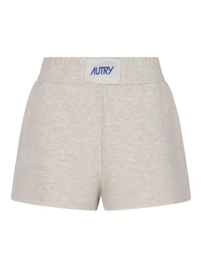 Autry Action Logo Patch Track Shorts In Grey