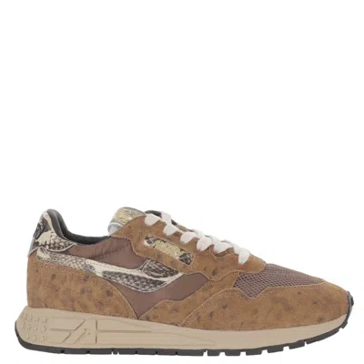 Autry Animal Print Leather Running Sneakers In Brown