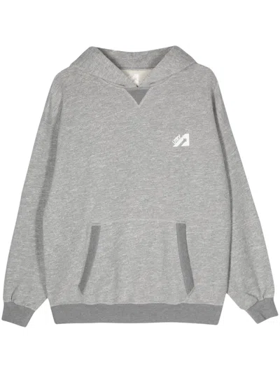 Autry Appliqué-logo Mélange-effect Sweatshirt In Grey