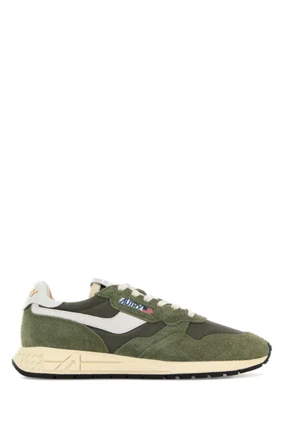 Autry Army Green Fabric And Suede Reelwind Sneakers In Multi
